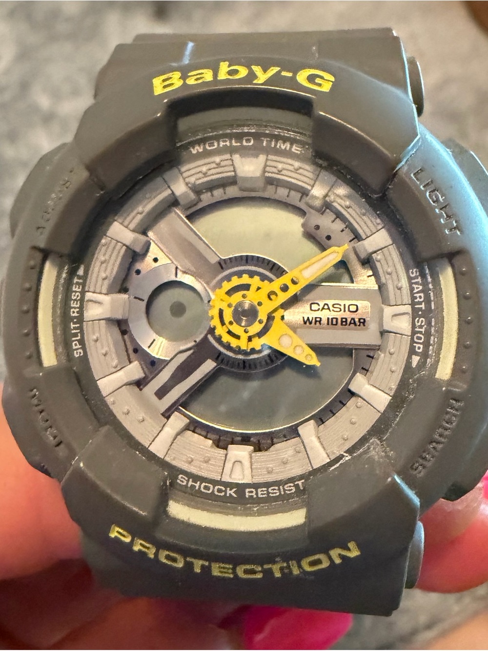 Casio Baby-G Grey with Yellow Accent Sport Watch